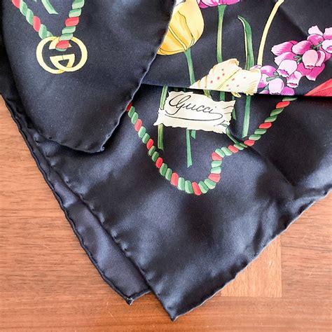 gucci black silk & 39|original gucci silk scarf.